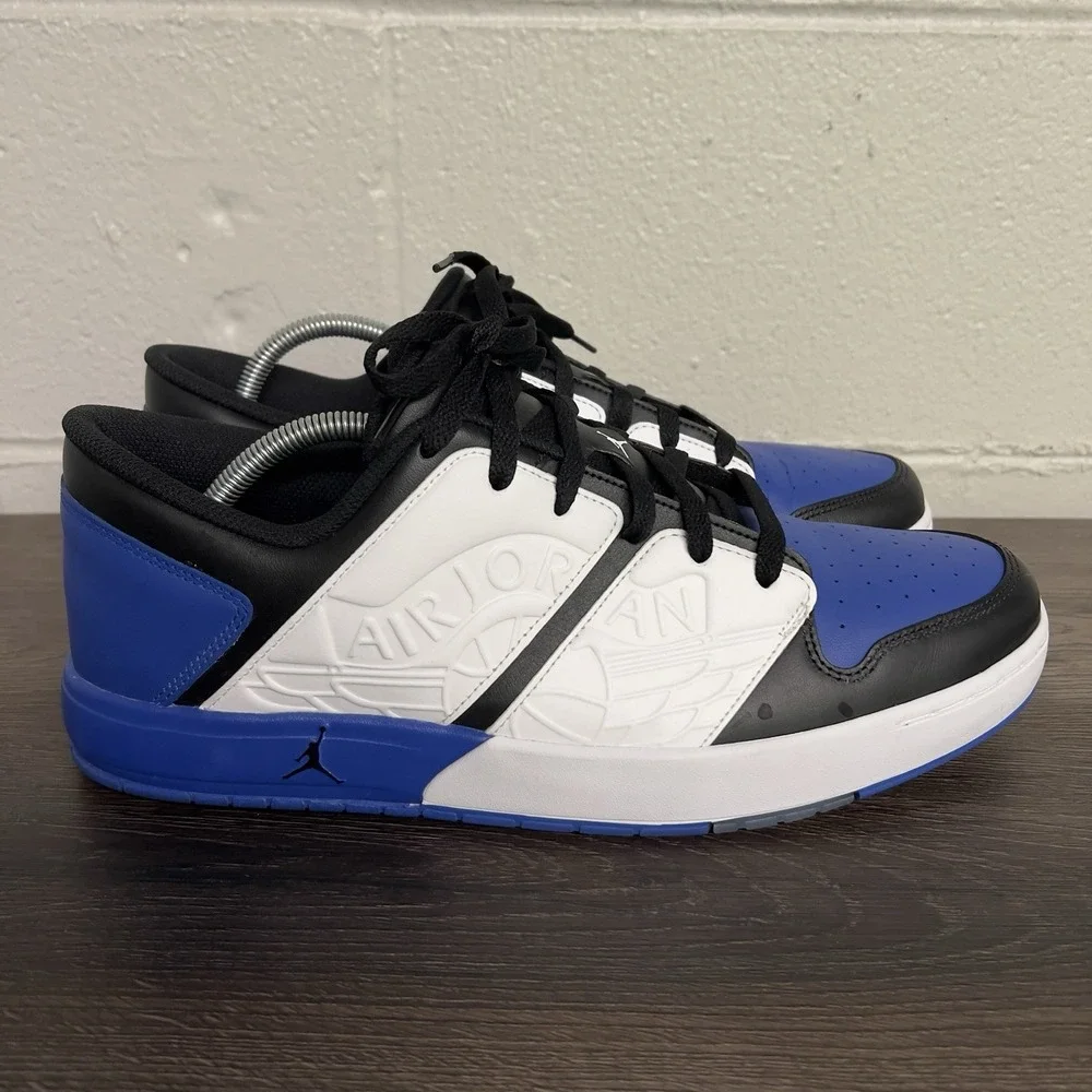 Jordan Flight Court Men's Size 13 Black White Royal Blue Sneakers DV5141-401